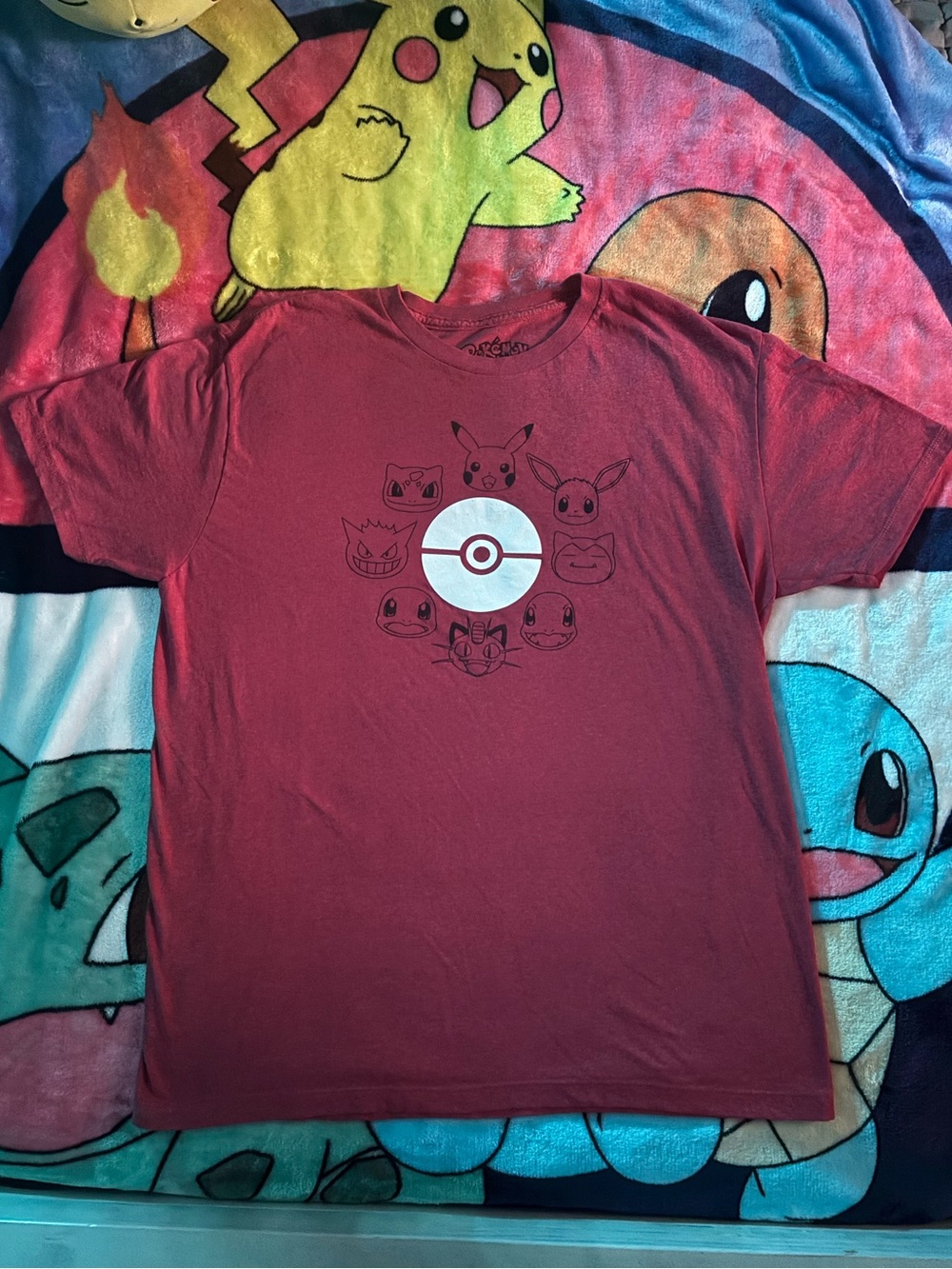 Pokemon Men's Short Sleeve Tee in Red with White Pokeball Graphic